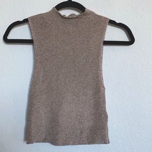 Topshop Metallic Sleeveless Turtleneck